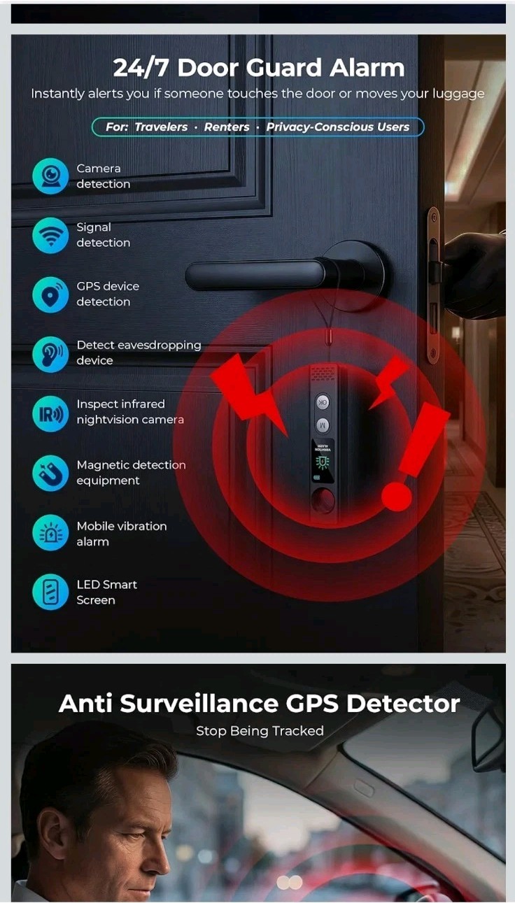 Hidden Camera Detector Bug Finder Anti-Spy RF GPS Tracker 5-Level Black