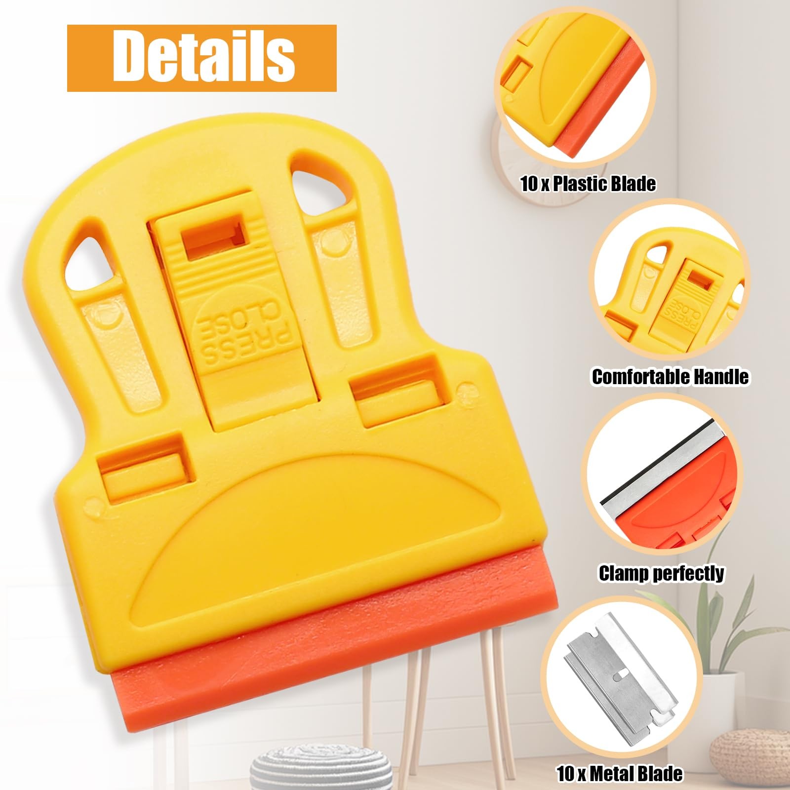 2 Sets Razor Blade Scrapers with Plastic Scraper Tool