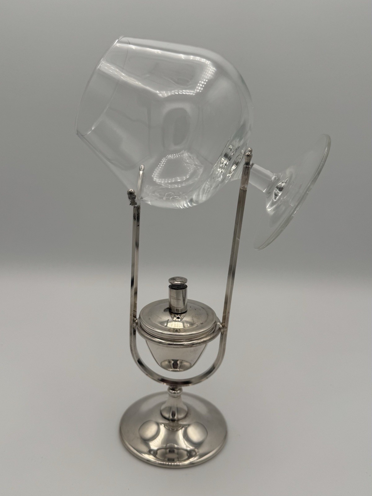 Vintage PAM Italy Silverplate Brandy Snifter Warmer With Glass