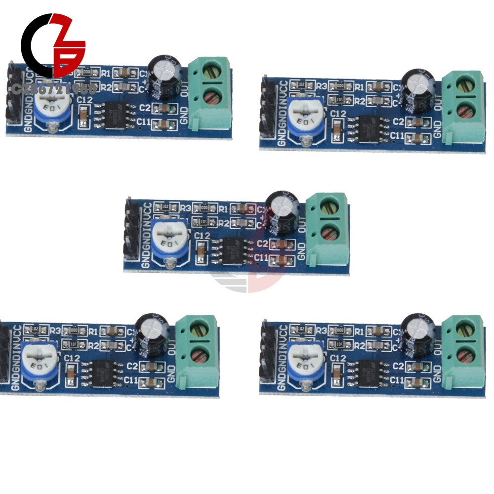 5pcs LM386 Audio Amplifier Module 200 Times 5V-12V 10K Adjustable Resistance