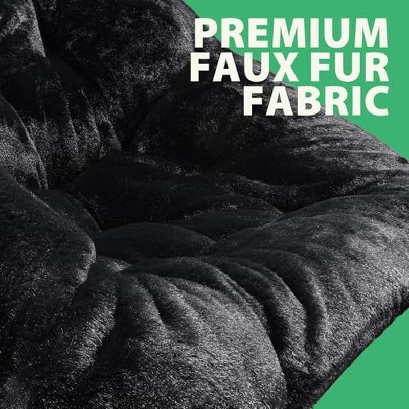 Faux Fur Folding Lounge Chair Cozy Oversized Indoor Seating Relaxation Bedroom
