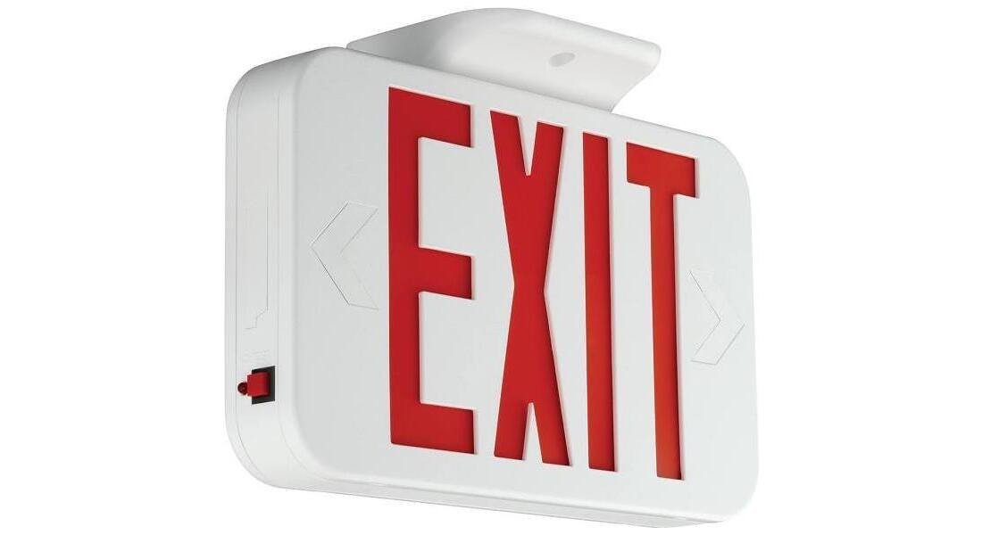 Compass CE Series 1.8-Watt White and Red Integrated LED Exit Sign with NiCad Bat