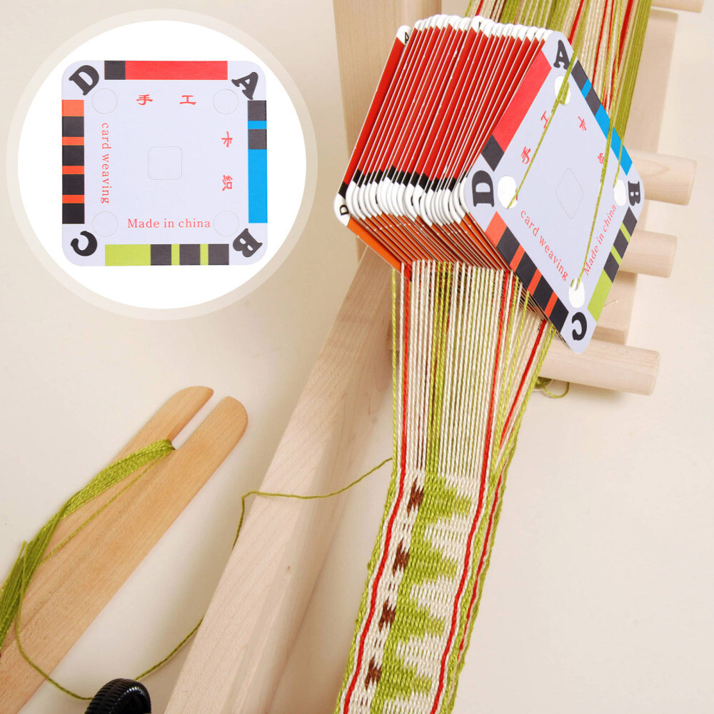 100Pcs Weaving Thread Cards Loom Hand-knit Shuttle Piece Tablet
