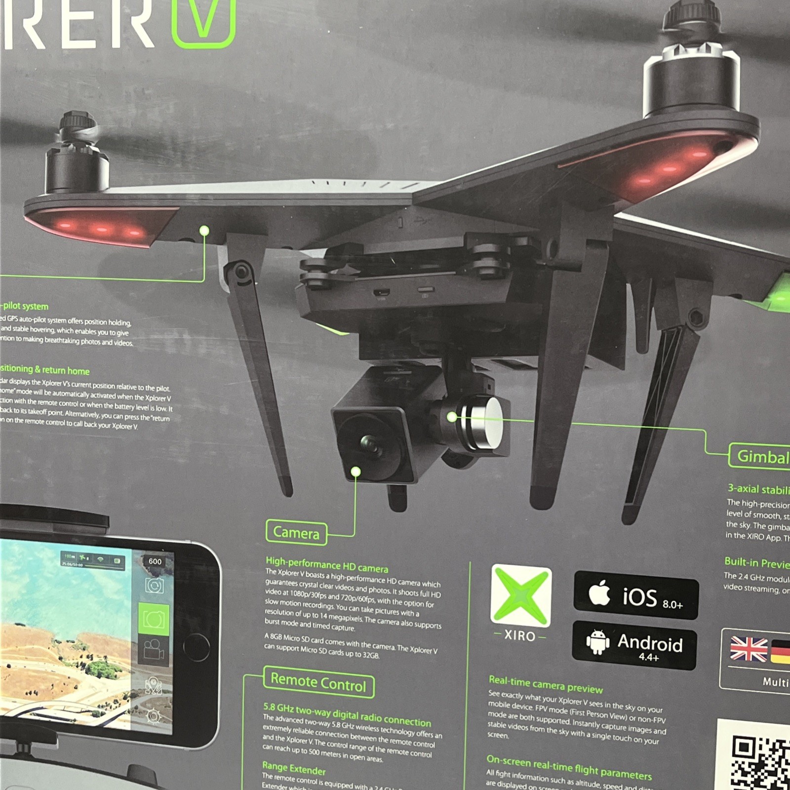 Xiro xplorer v Drone With Accessories New