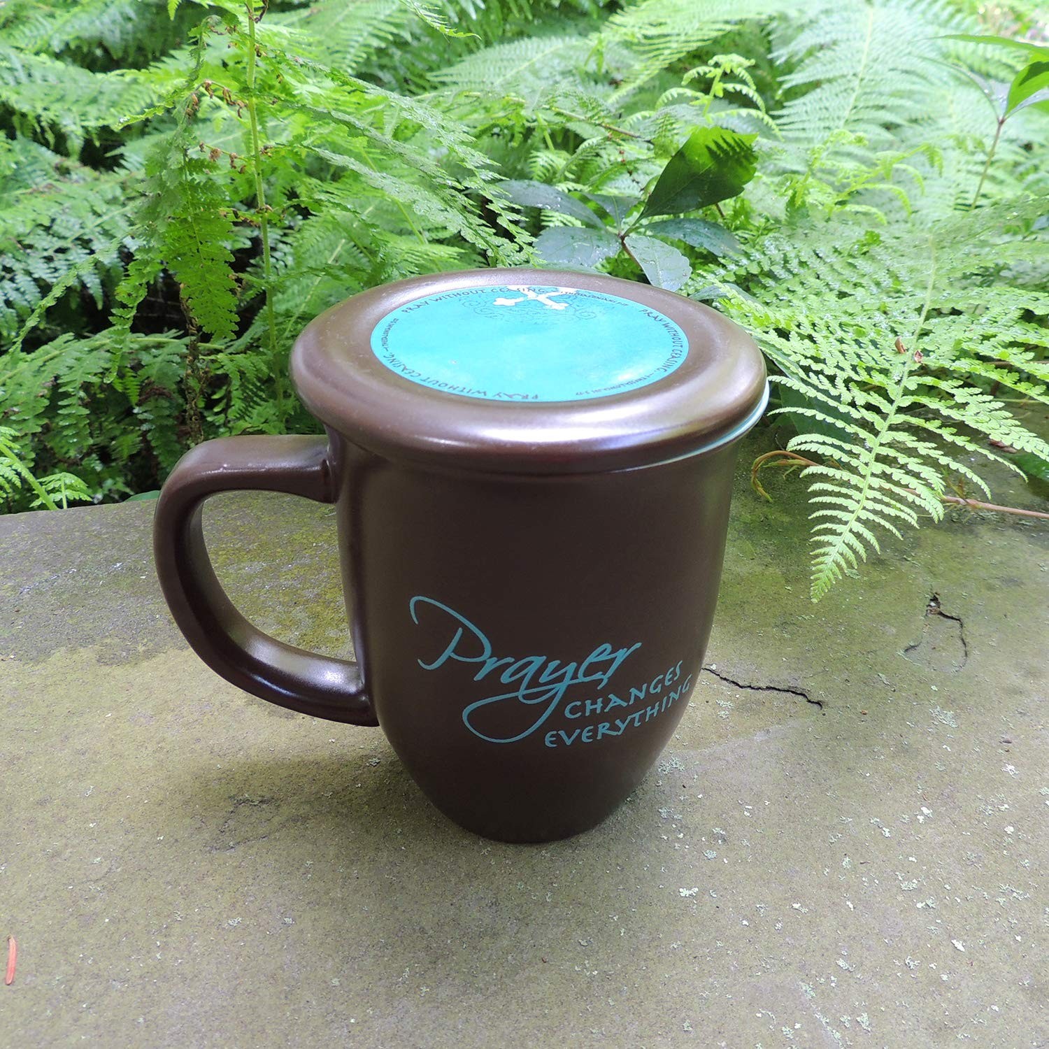 Abbey Gift Prayer Changes Everything Coaster Brown and Blue, 1 Count, Dishwas...