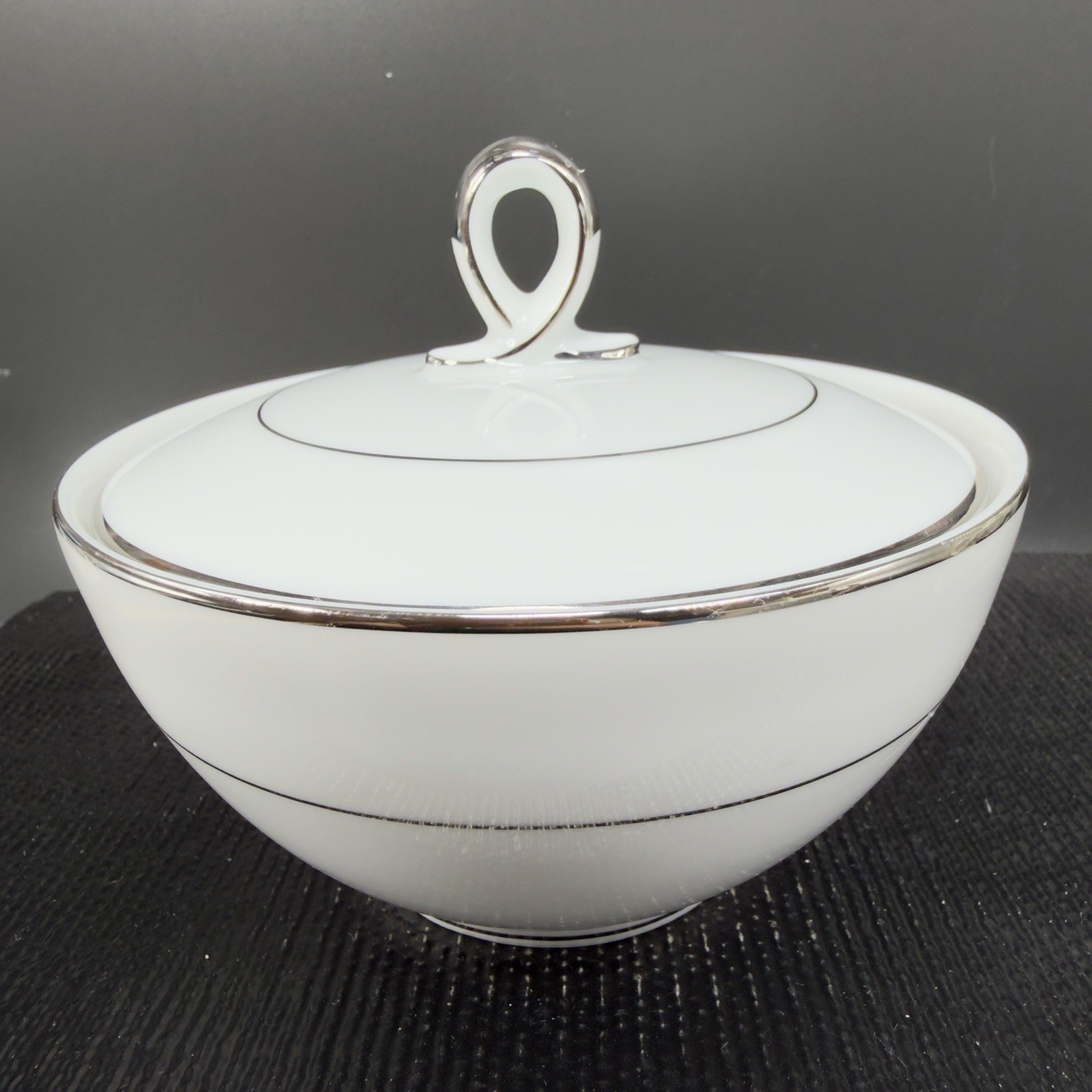 Mikasa Citation Sugar And Creamer Set Porcelain Fine China Silver Trim Japan VTG