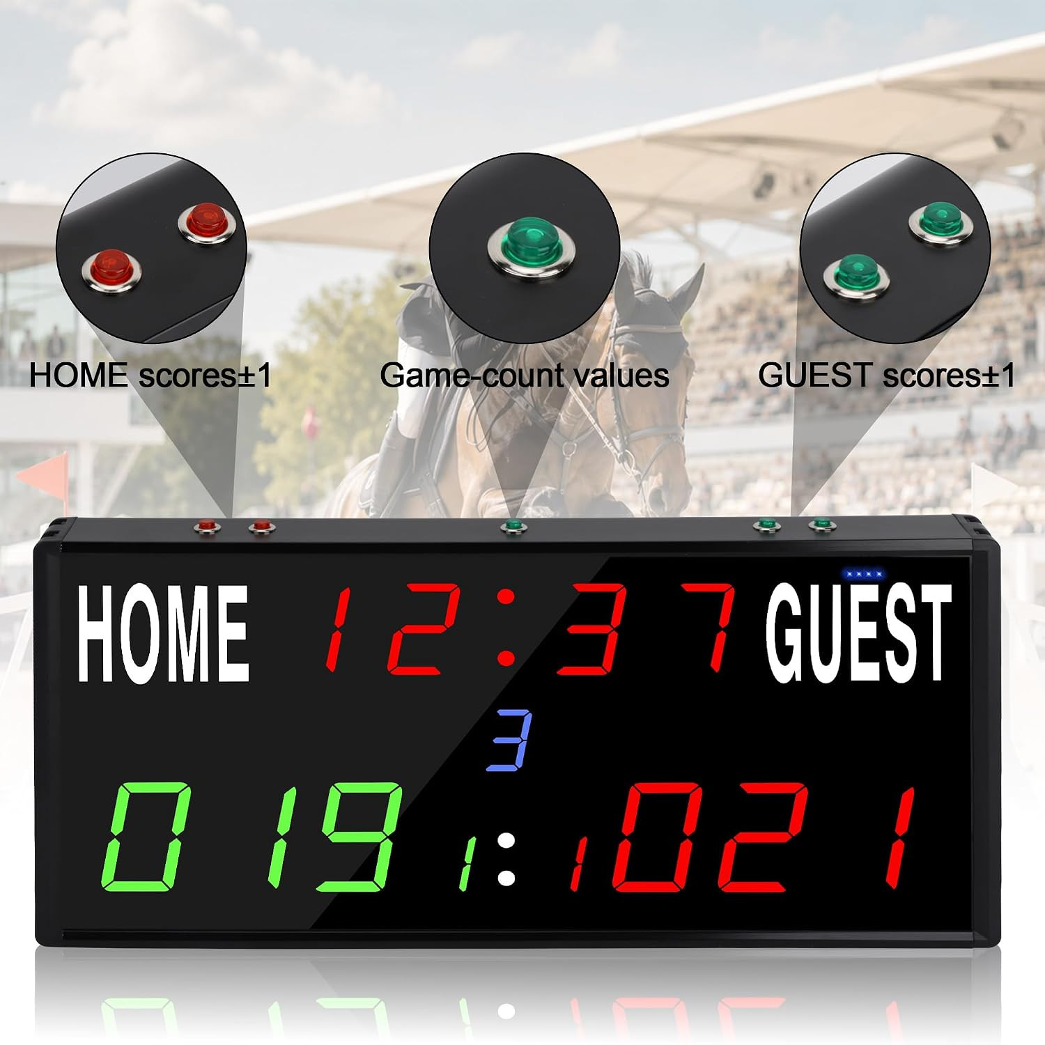 LED Electronic Scoreboard Digital Score Keeper with Remote/Timer/Shot Clock | Ba