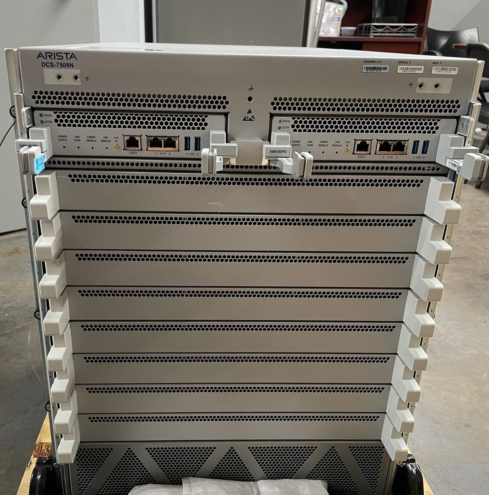 Arista DCS-7508N 7500N Series 8 slot Chassis w/2x DCS-7500-SUP2 4x PSU-Fast Ship