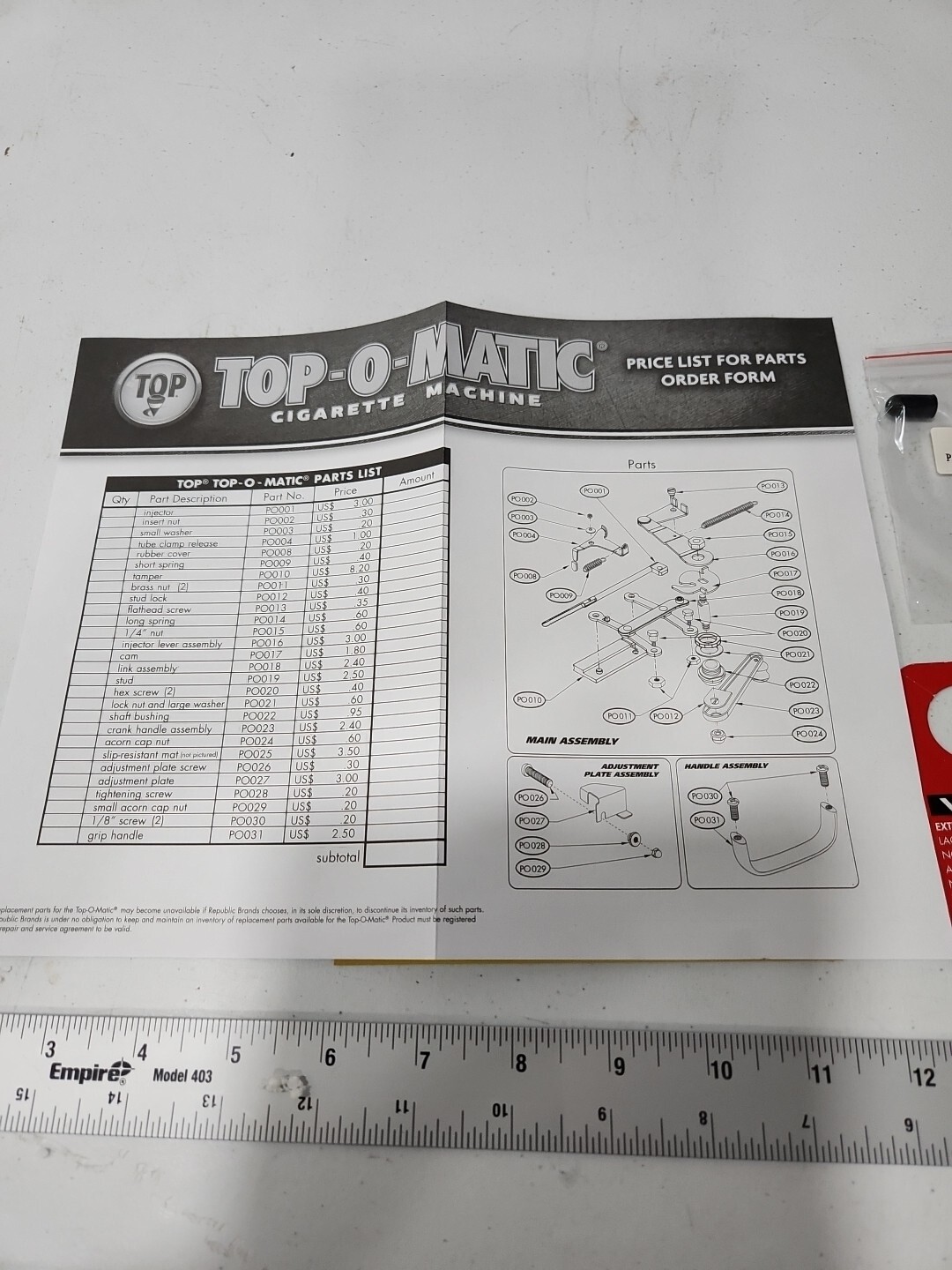 top-o-matic cigarette rolling machine - bi-centennial model