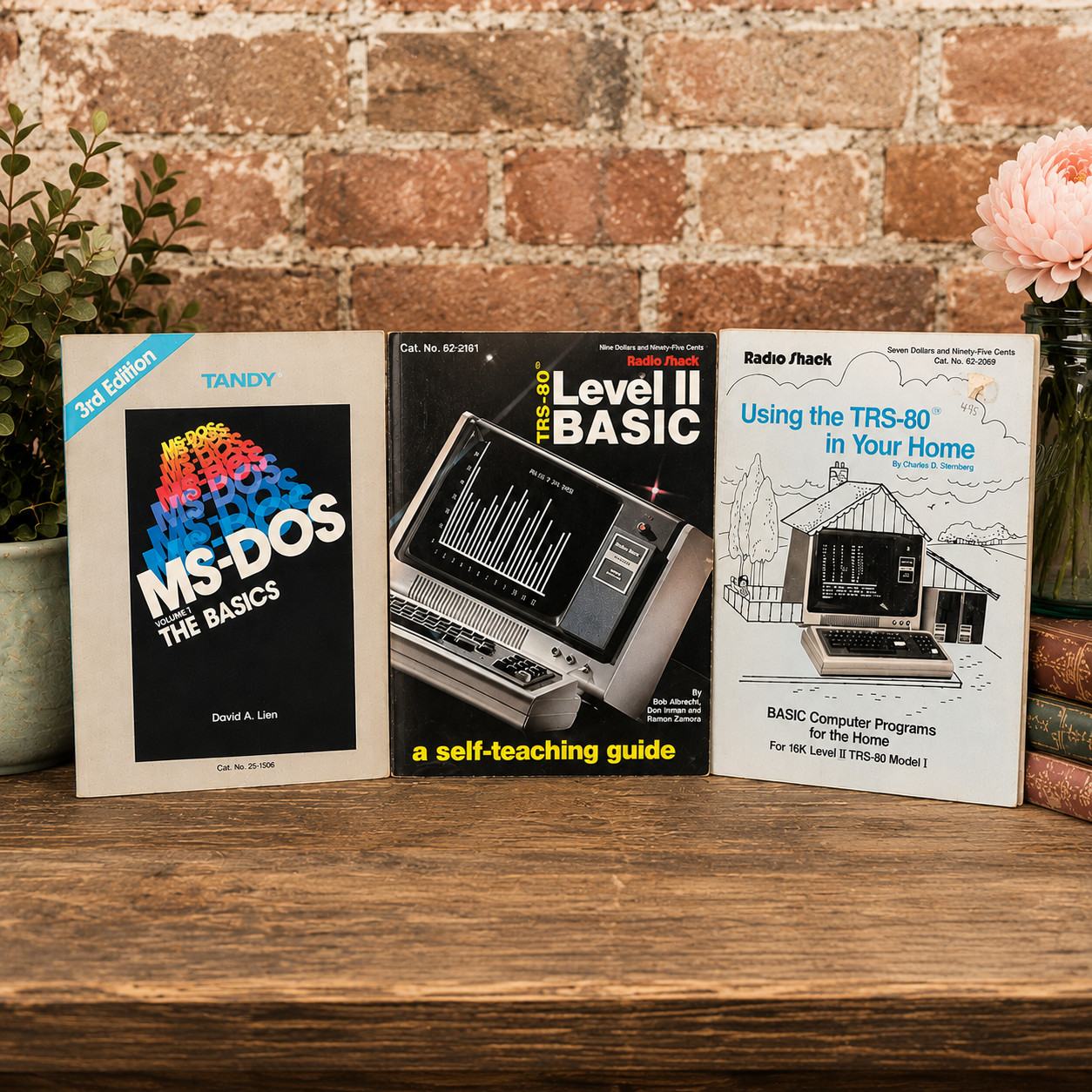 Vintage Computer Book Lot TRS-80 MS-DOS Radio Shack BASIC 3 Book Bundle
