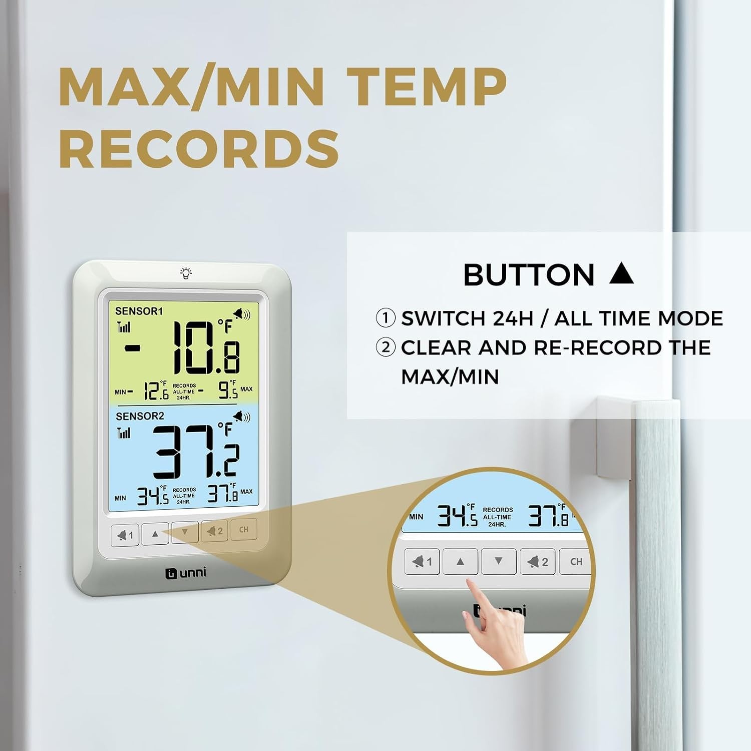 Refrigerator Thermometer Wireless Digital Freezer Alarm Max Min Temperature 3pcs