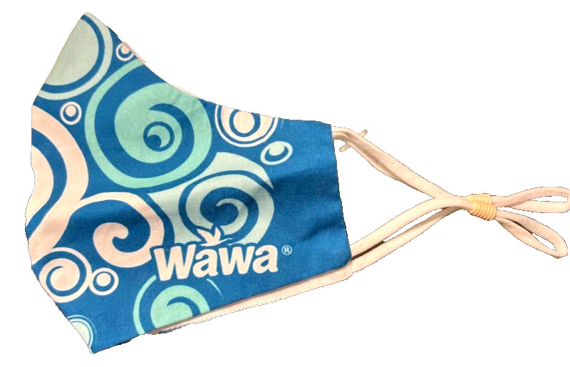 Wawa Employee Cloth Face Mask Blue White Adjustable Ear Loops Metal Nose Piece
