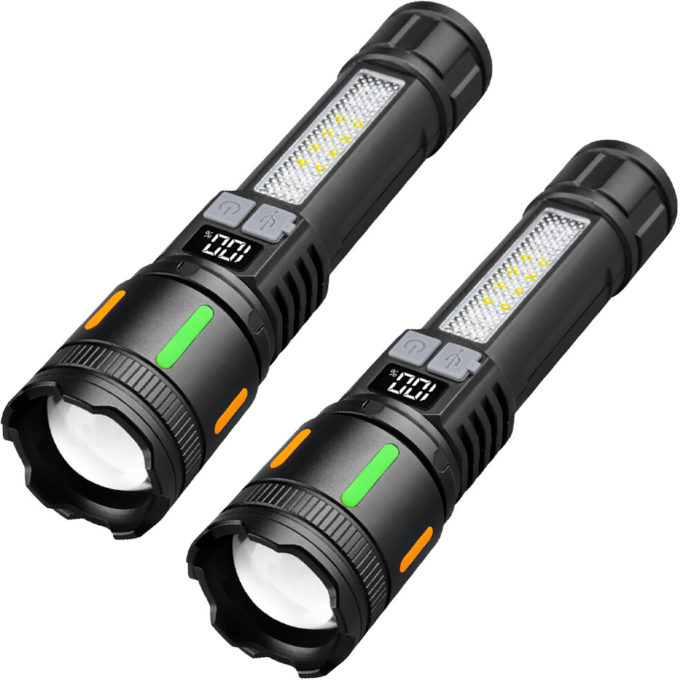 2Pcs 99000000 Lumen Super Bright LED Tactical Flashlight Rechargeable Work Light