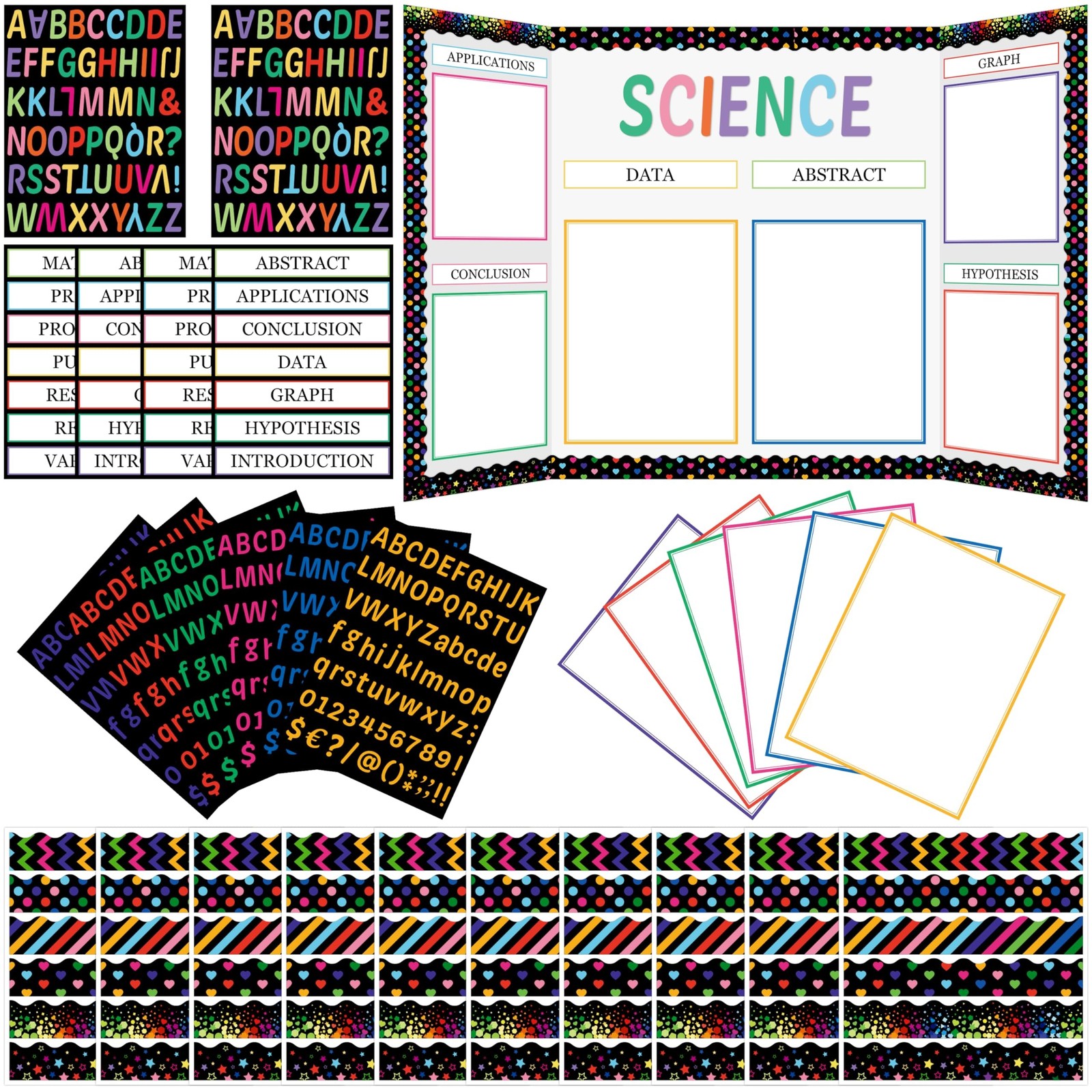 WATINC Science Fair Board Supplies, 96Pcs Self Adhesive Science Fair Project ...