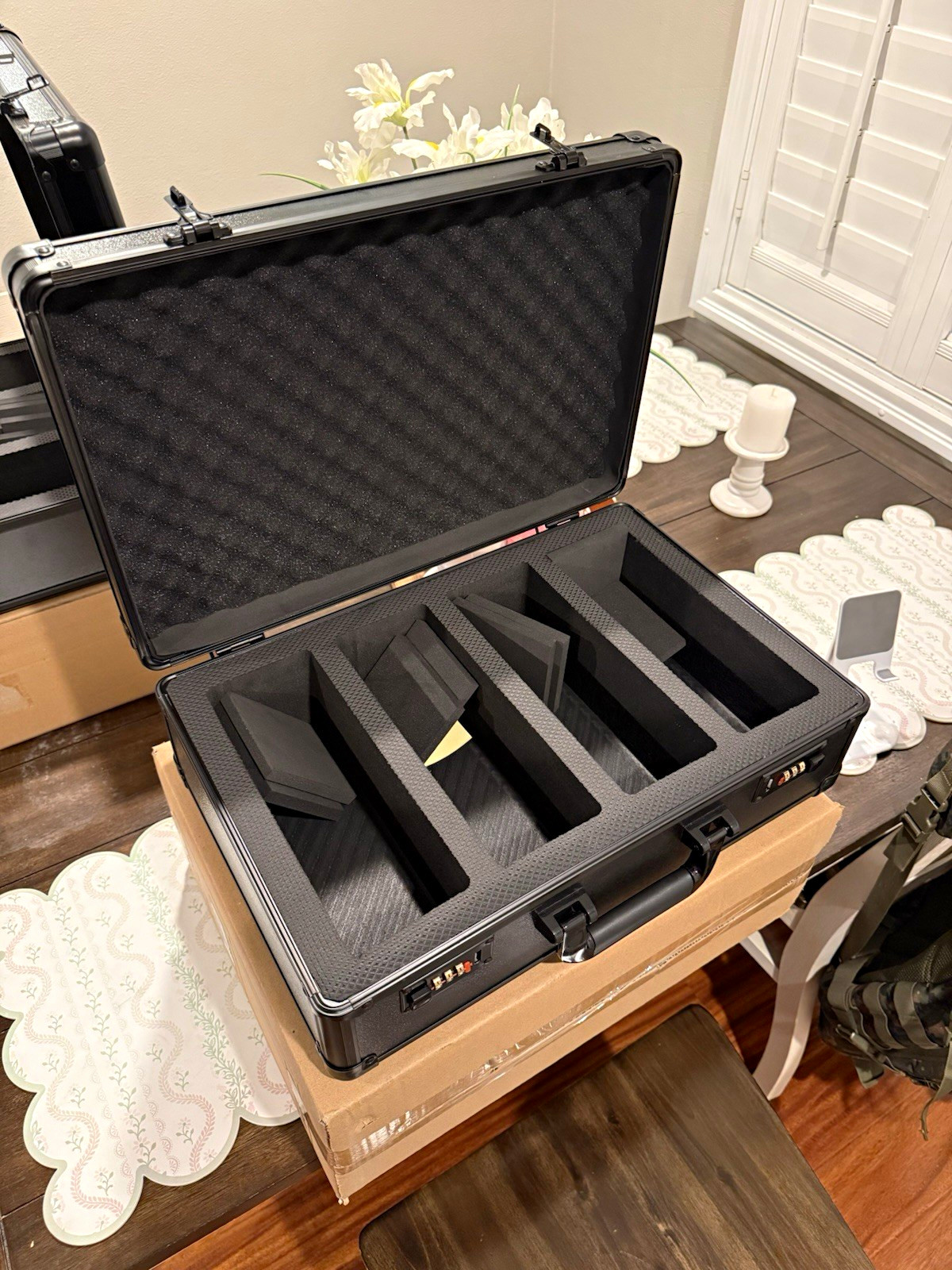 Black Aluminum Hard Card Case w/ Foam Lining & Combination Lock - Graded Cards