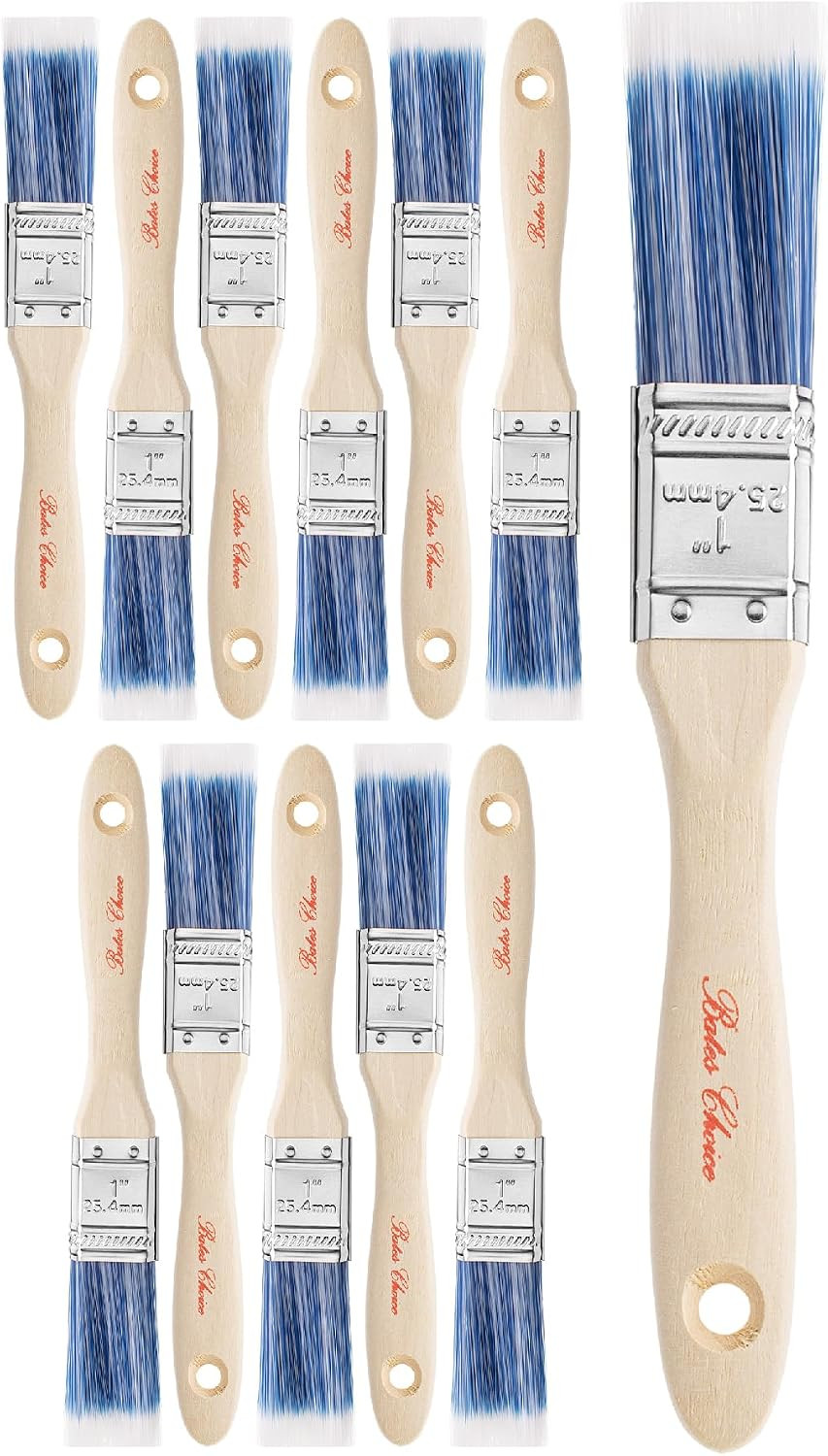 Bates- Paint Brushes  12 Pack  1  Treated Wood Handle Brushes for Walls | for S