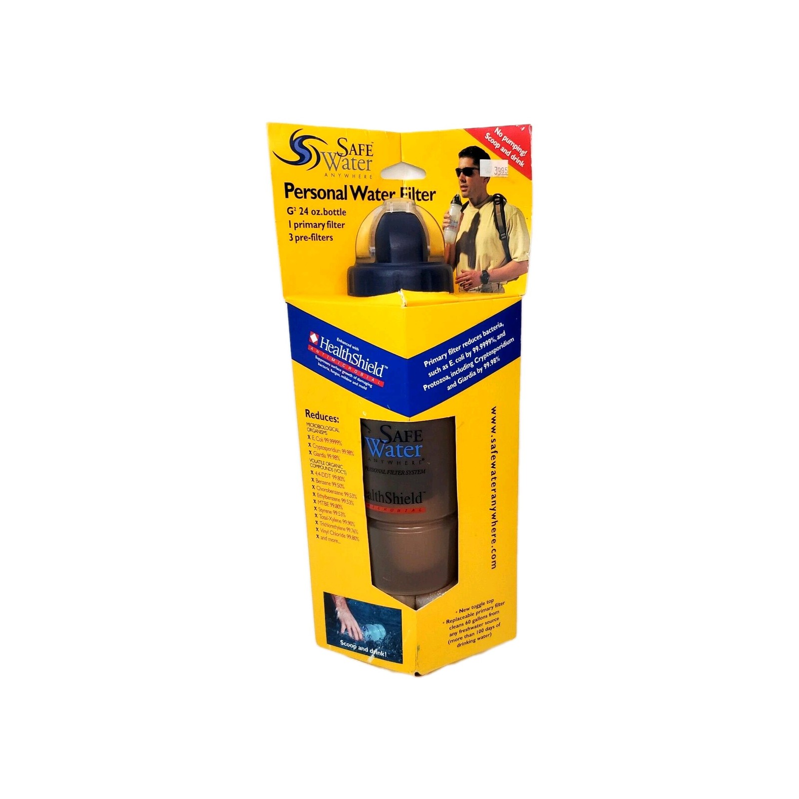 Safe Water Personal Water Filter Bottle Hiking Biking Camping Fishing Hunting