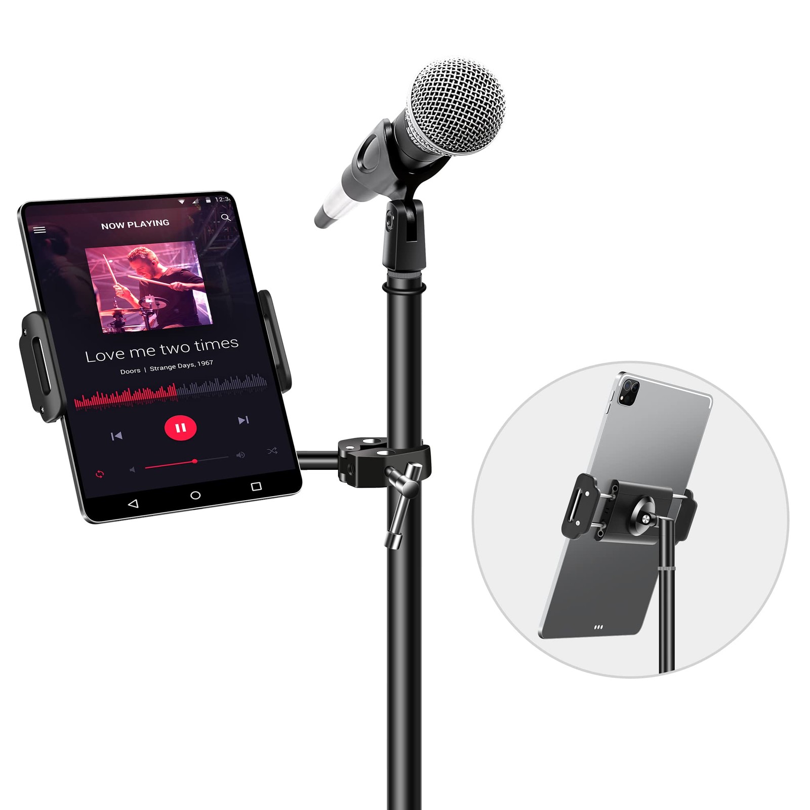 elitehood Aluminum iPad Holder for Mic Stand, Side Mount iPad Music Stand Hol...