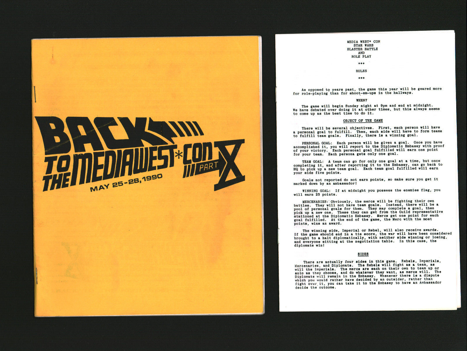 MediaWest Con X 1990 Program Book With Convention Star Wars LARP Rulebook Sci-Fi