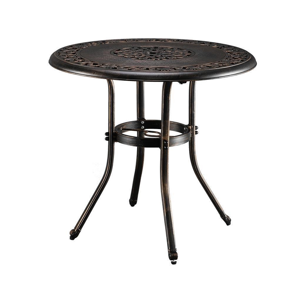 Aluminum Round Dining Table Patio Bistro Furniture w/ 1.97'' Umbrella Hole