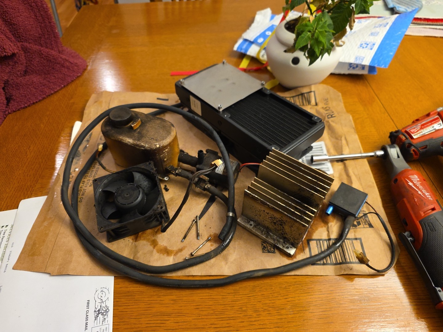 Glowforge Pro Cooling Loop, Radiator, Flow Sensor, Hoses, Pump, Peltier, Fan