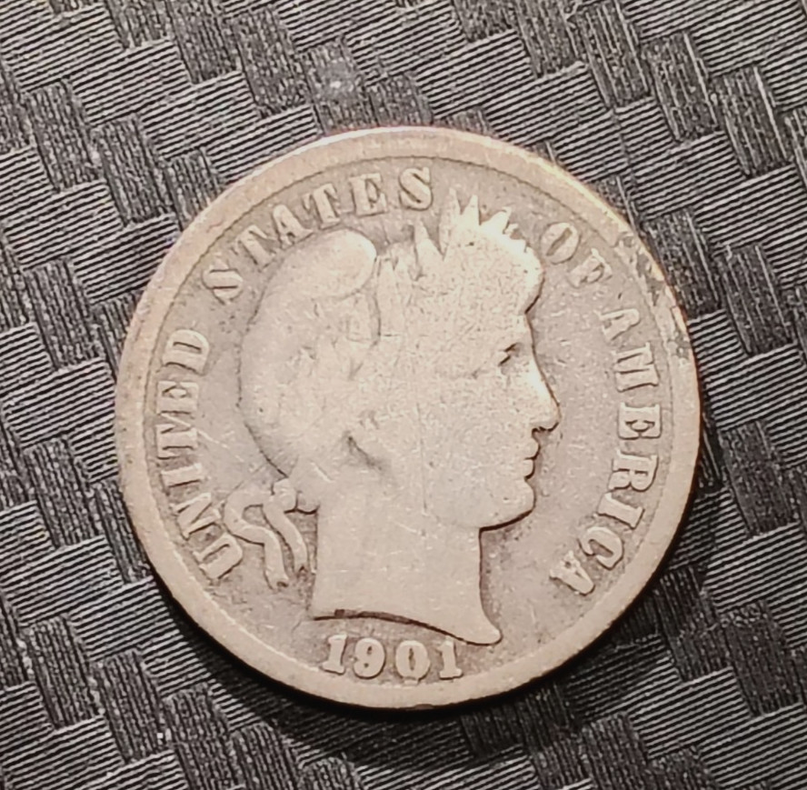 1901-P Barber Dime | As shown | Bold Date | Full Rims | Great Details | As Shown