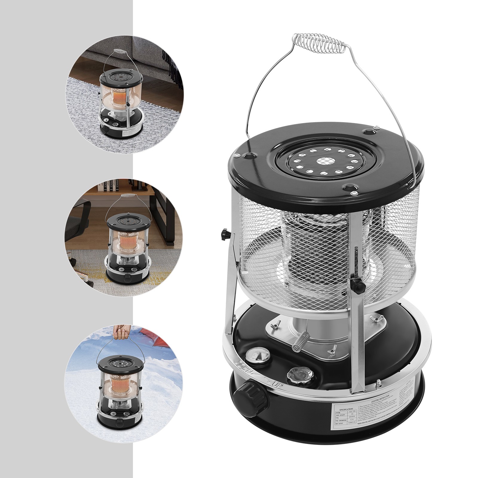 Indoor Kerosene Convection Heater, 9000BTU,10-15m² Heating Area 35.5-41cm Height