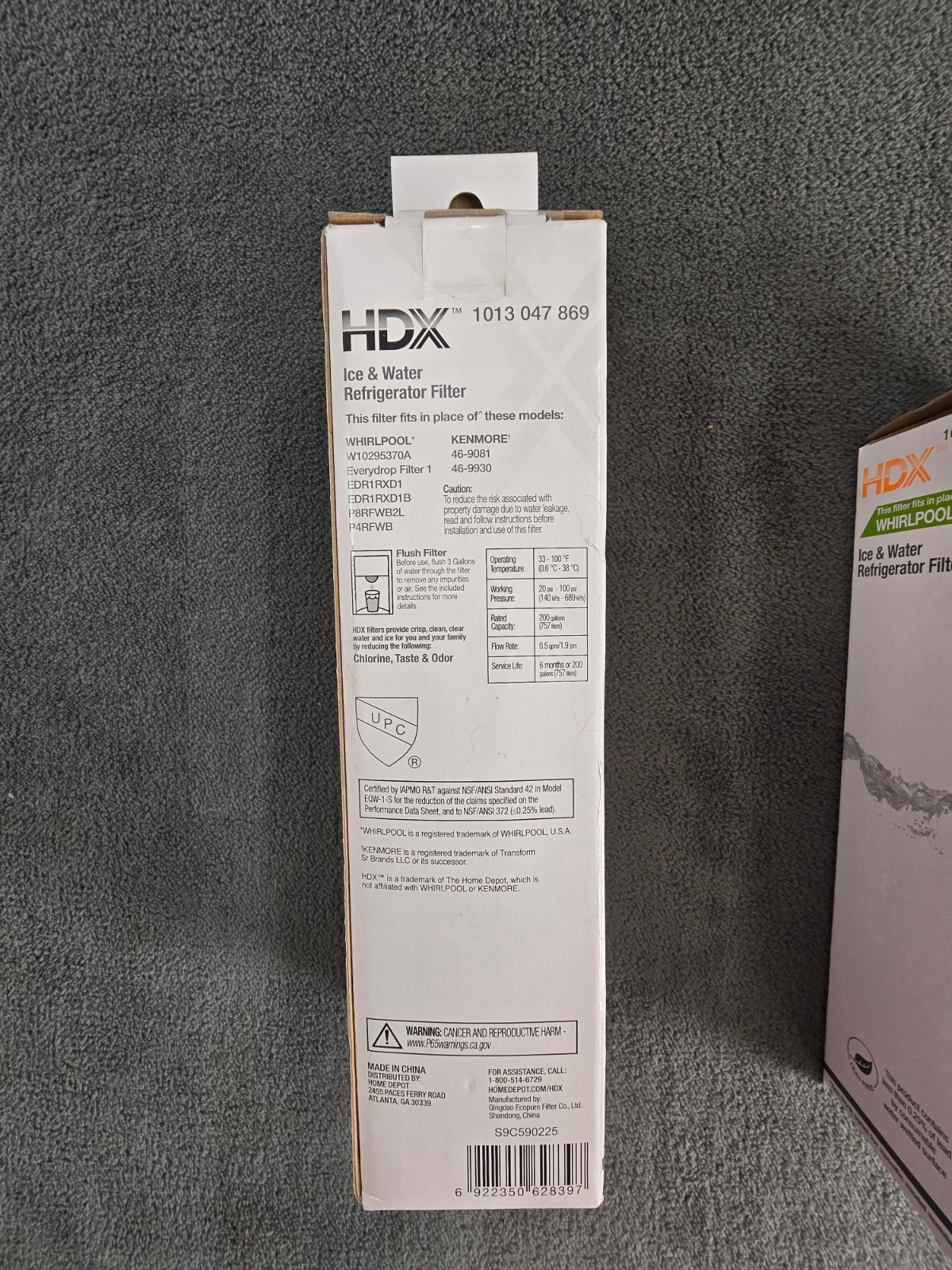 (2) HDX EQW-1-S Standard Refrigerator Water Filter Replacement For Whirlpool Eve