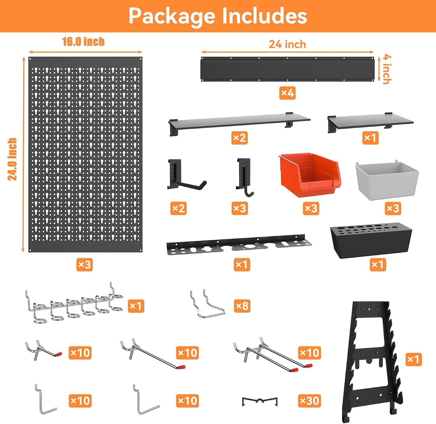Customizable 113 PCS Pegboard Wall System - Organize Your Garage Effortlessly