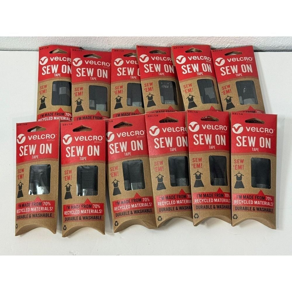 12- VELCRO Brand Sew On Tape - 36"x 3/4" - Made From 70% Recycled Materials