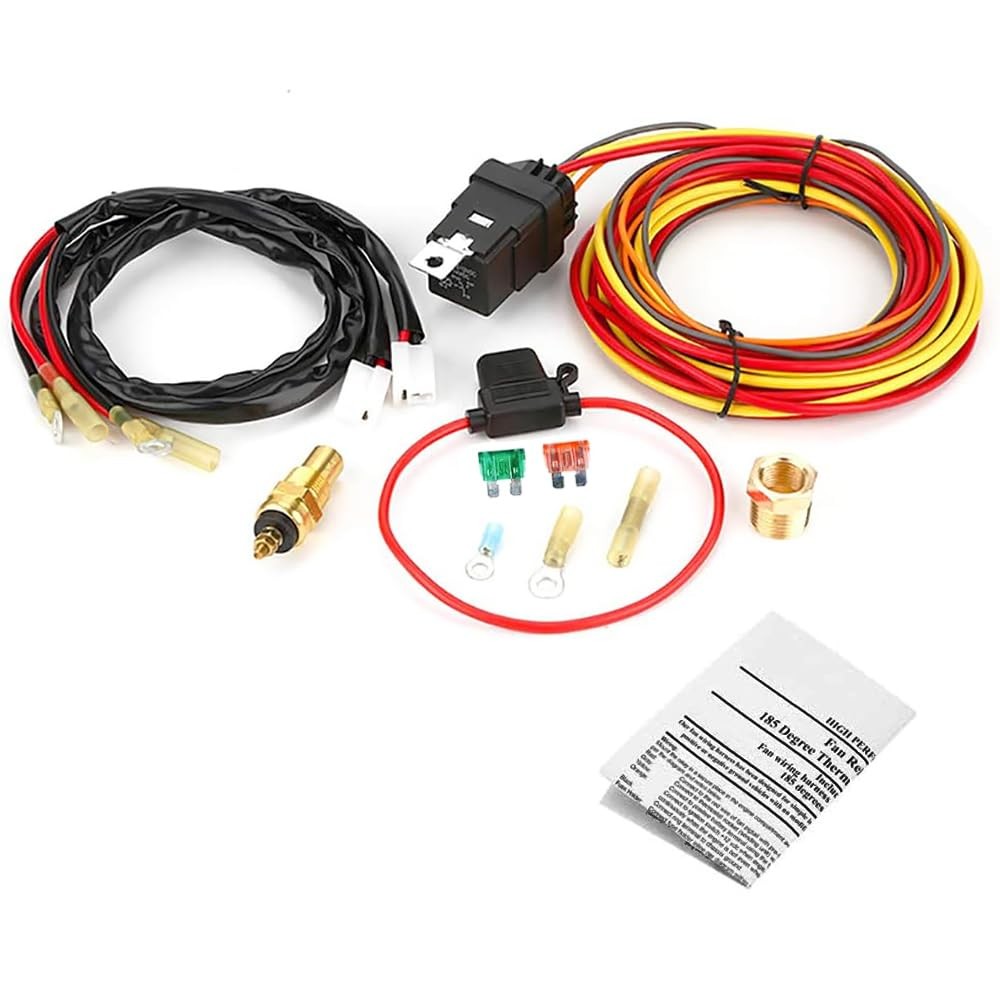 Electric Cooling Fan Wire Harness Kit 185 Degree On 165 Thermostat Switch...