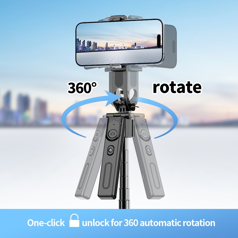 75''Smart Tracking Selfie Stick & Tripod Stand with 360°Rotation 2LED Fill Light