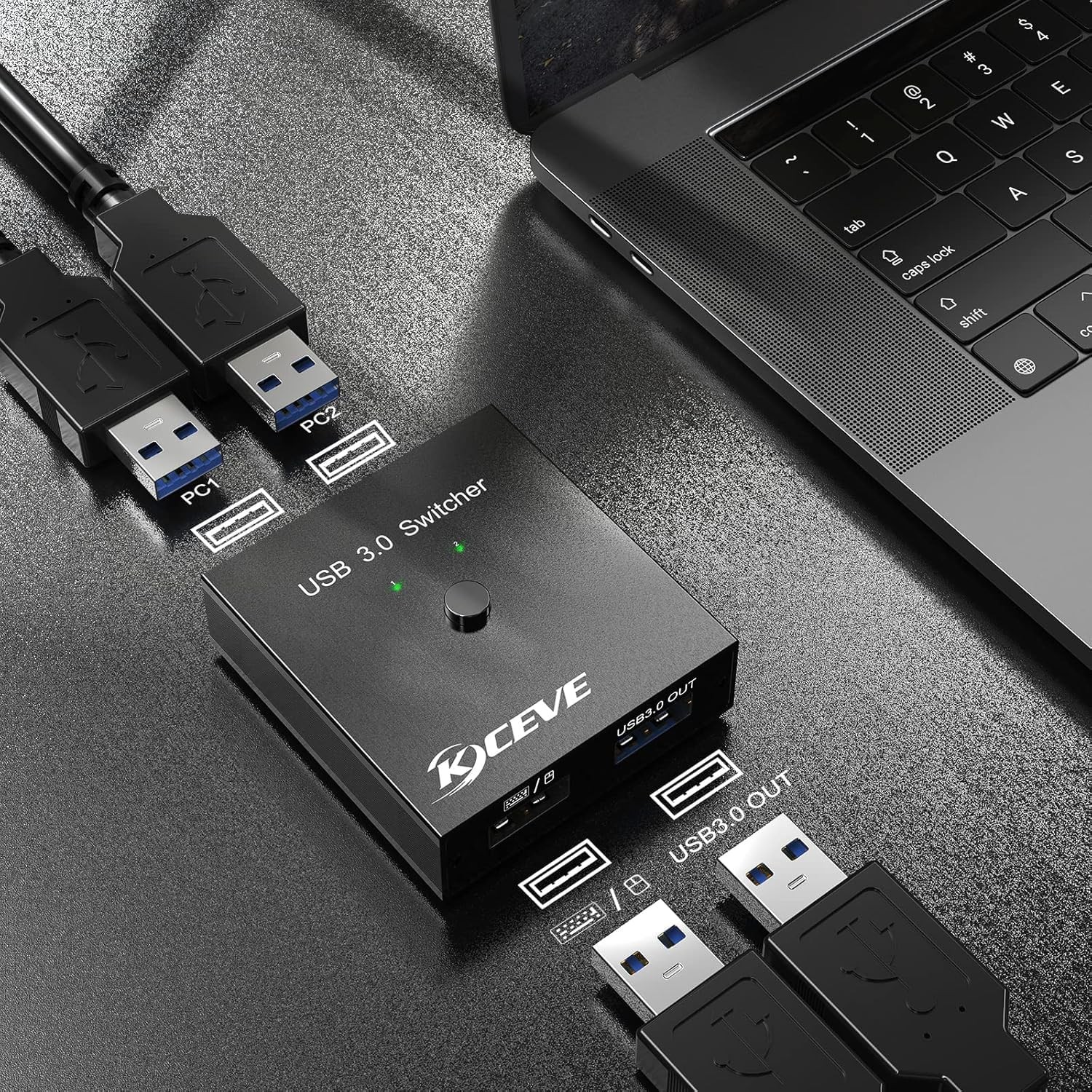 USB 3.0 Switch 2 in 2 Out for 2 Computers - Share Printer, Scanner, Mouse
