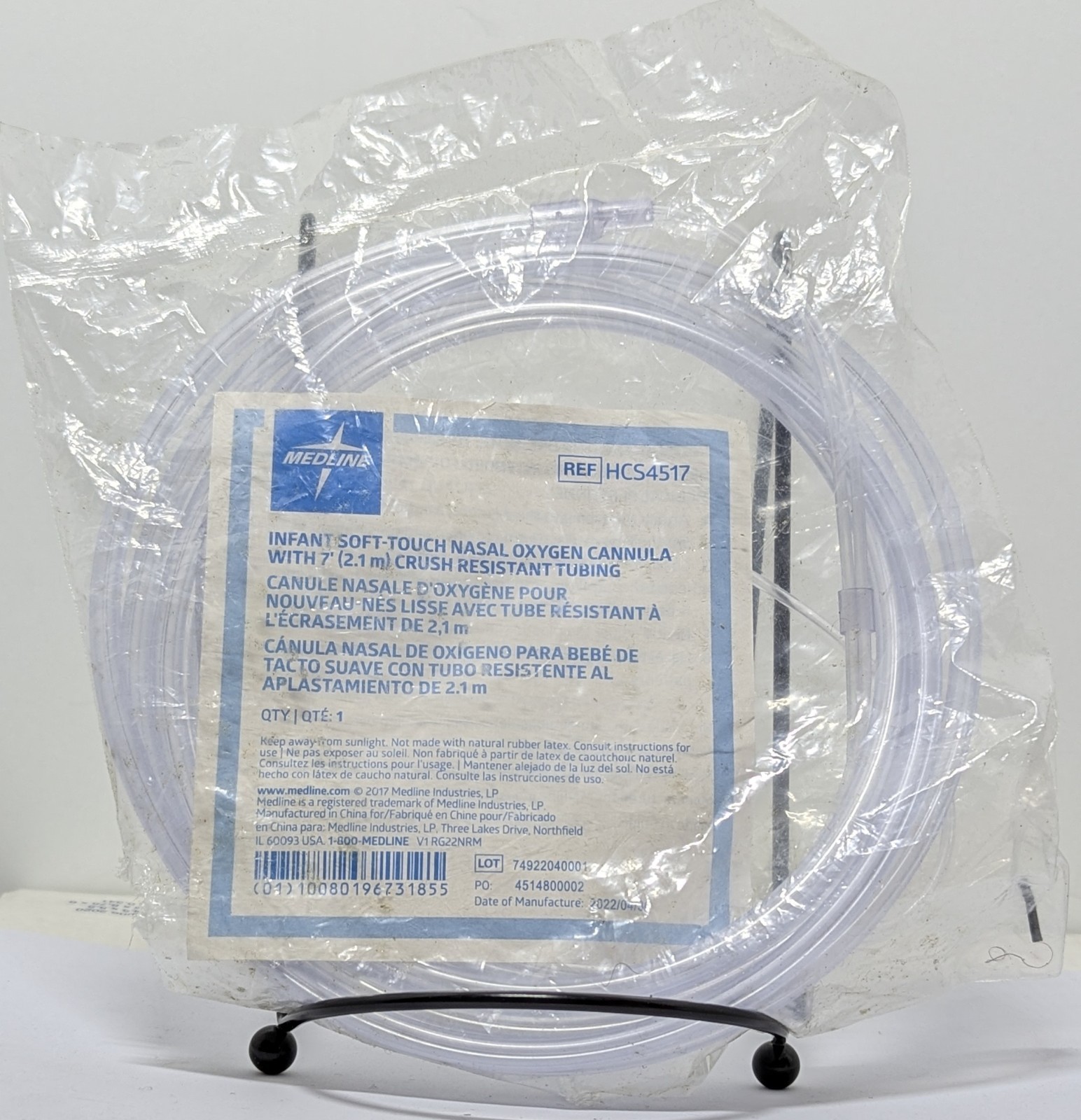 Medline Infant Soft-Touch Nasal Cannula HCS4517 — 7' Tubing — Single Unit — New