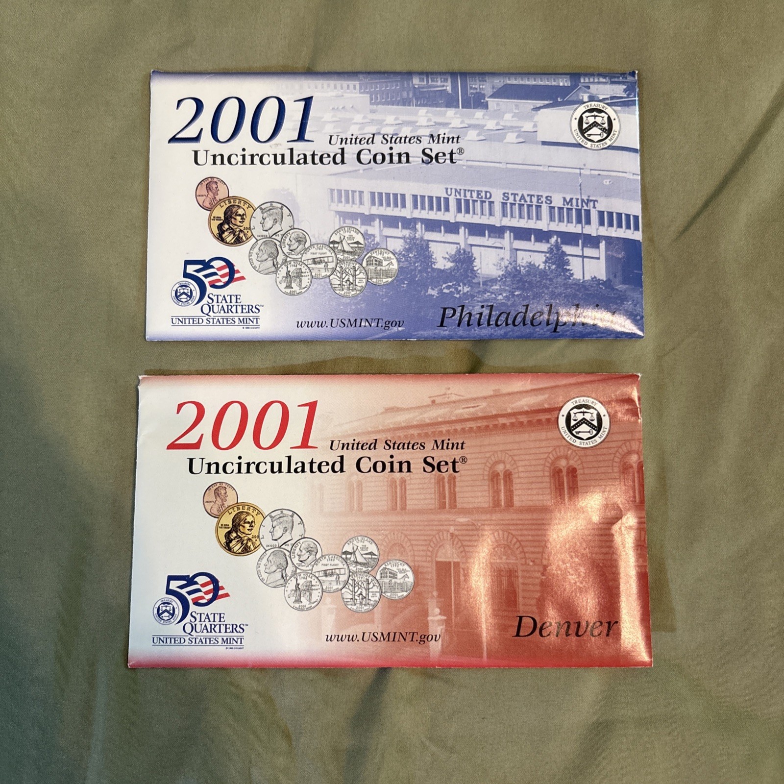 US Mint Denver & Philadelphia 2001 Uncirculated Coin Sets