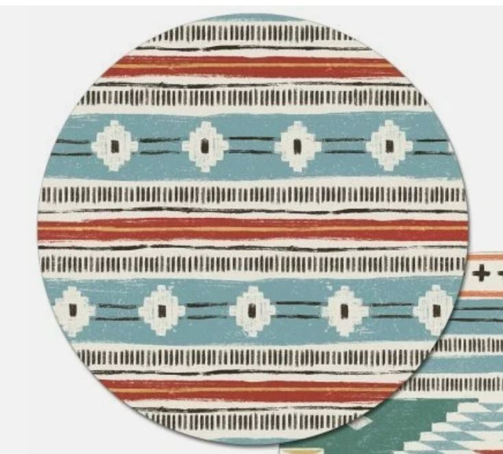New Set of 4  Reversible Beach Nautical Round Plastic Placemats Vintage Lake
