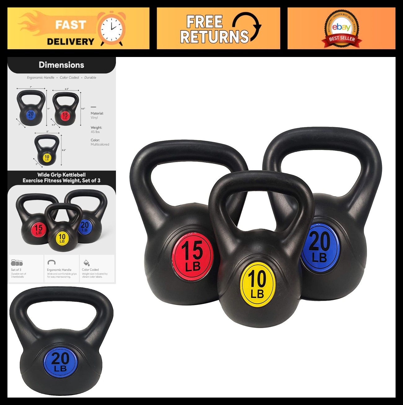 Wide Grip Kettlebell Set - Adjustable Fitness Weights for Home Workouts