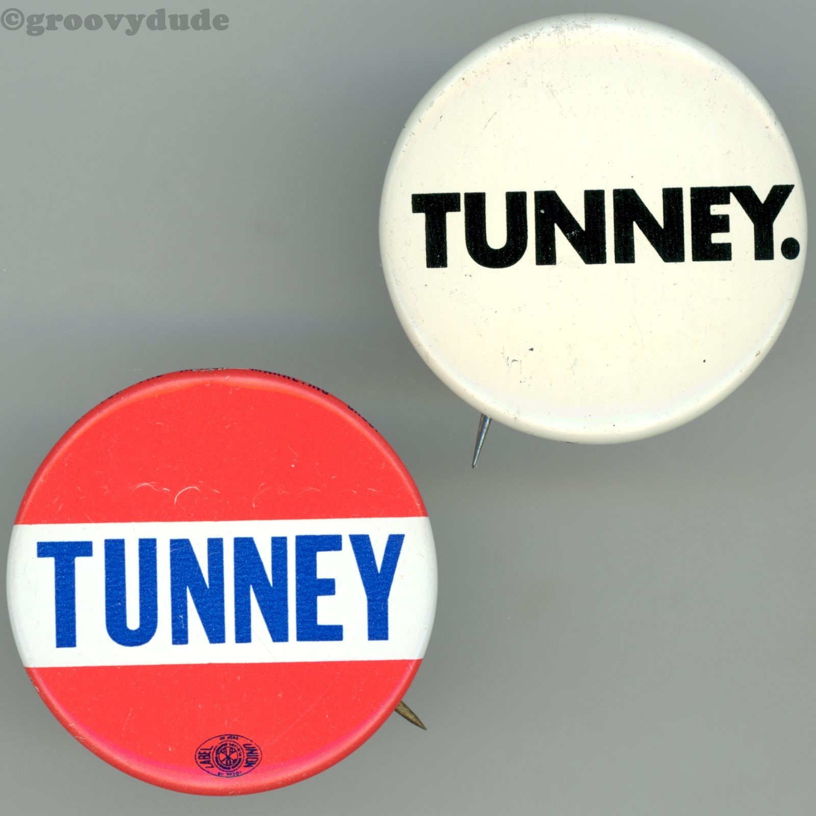 1970 John V Tunney US Senate California - 2 Official Campaign Pinback Button Lot