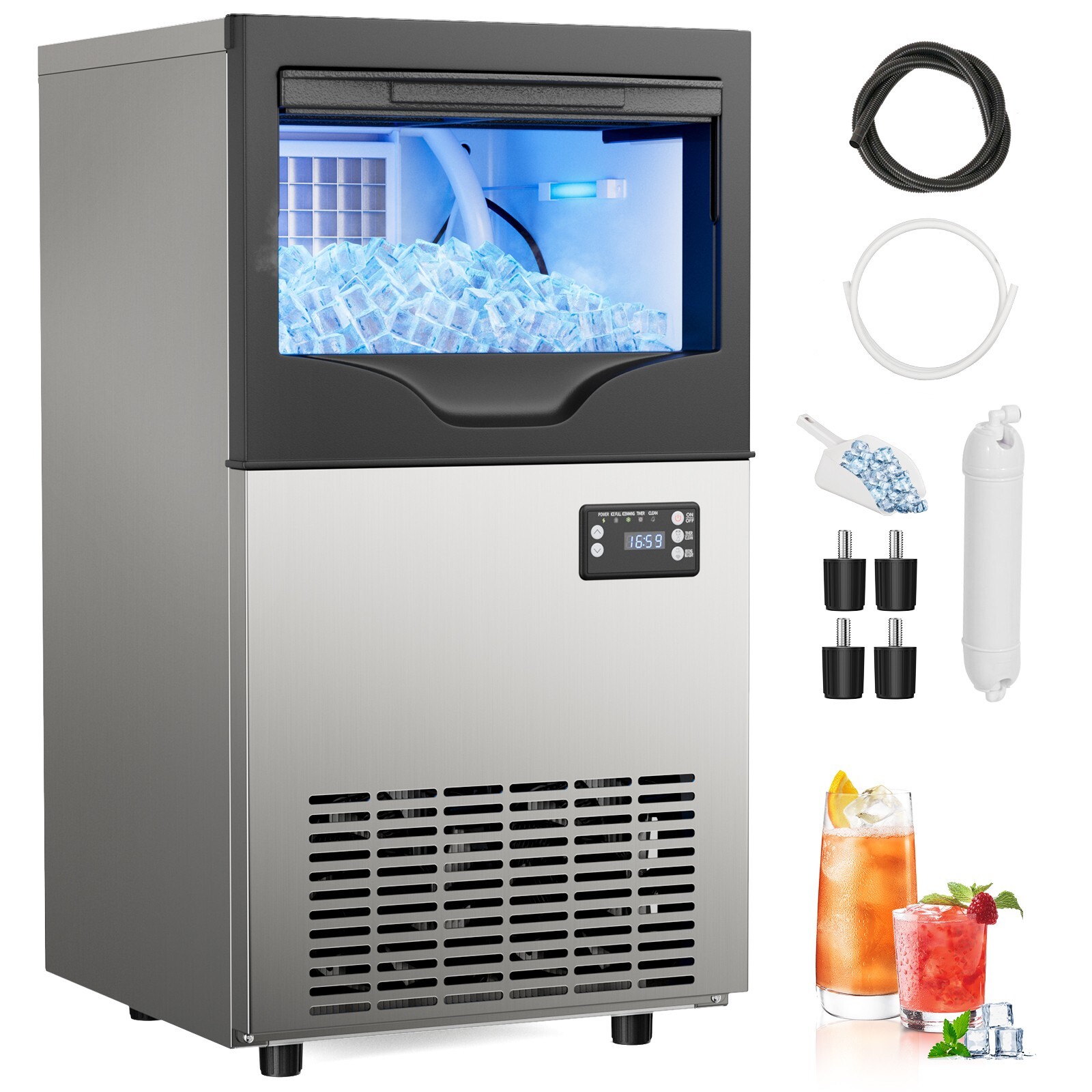 Built-in Commercial Ice Maker Stainless Steel Bar Restaurant Ice Cube Machine