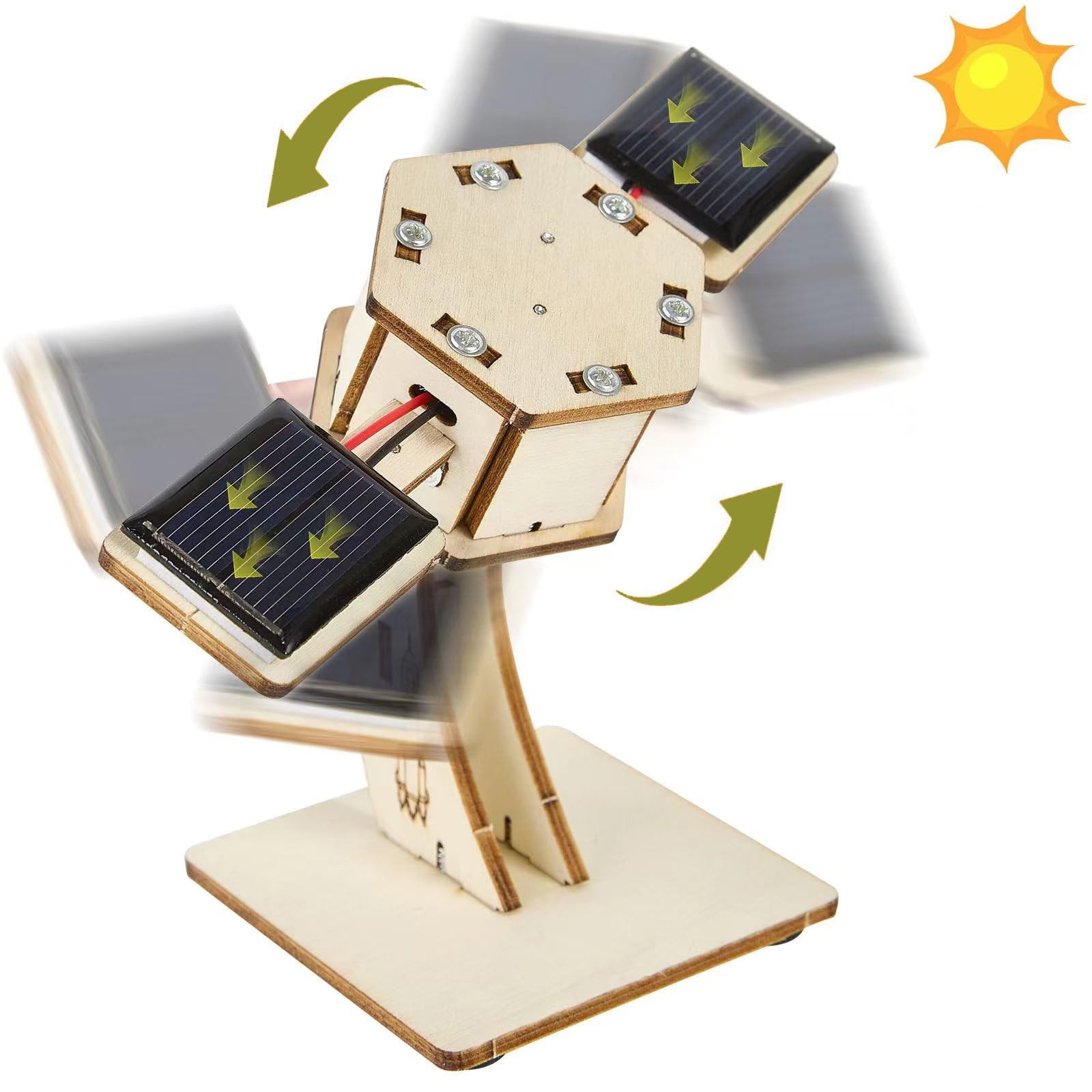 DIY Rotating Solar Satellite - 3D Wooden Puzzle Building Toy.STEM Educational...