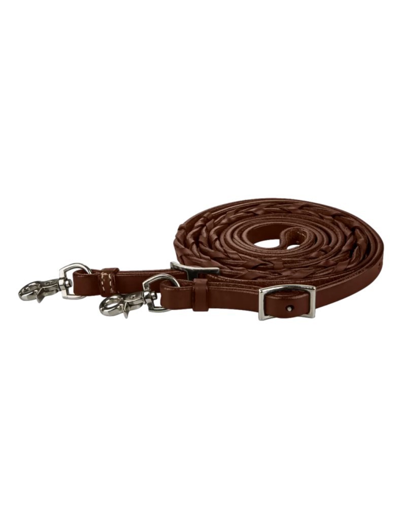 Tabelo Reins Trail Laced Leather Trigger Snap Ends 5/8" Wide 721706