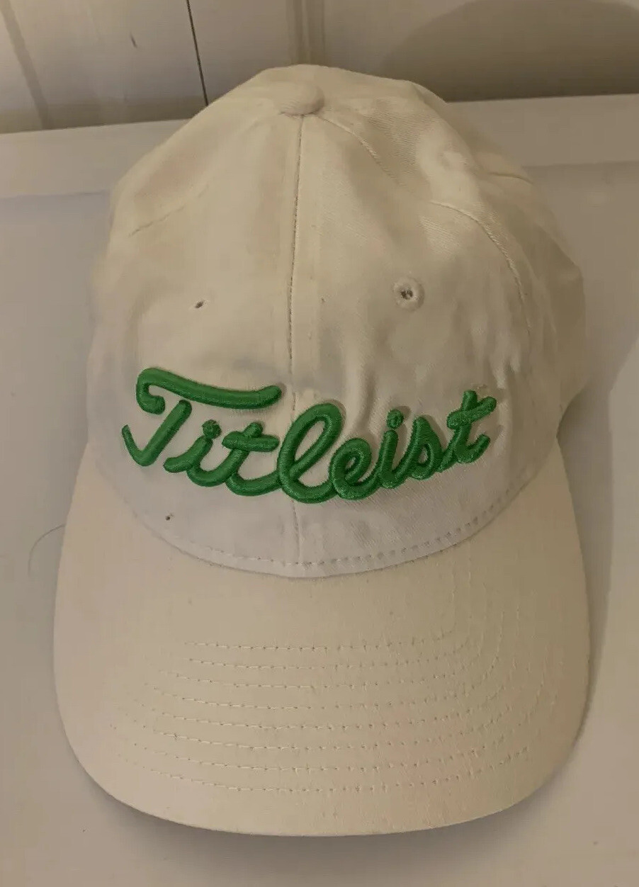Titleist White Green writing Golf Hat Cap Adjustable Mayde Creek Rams OSFM