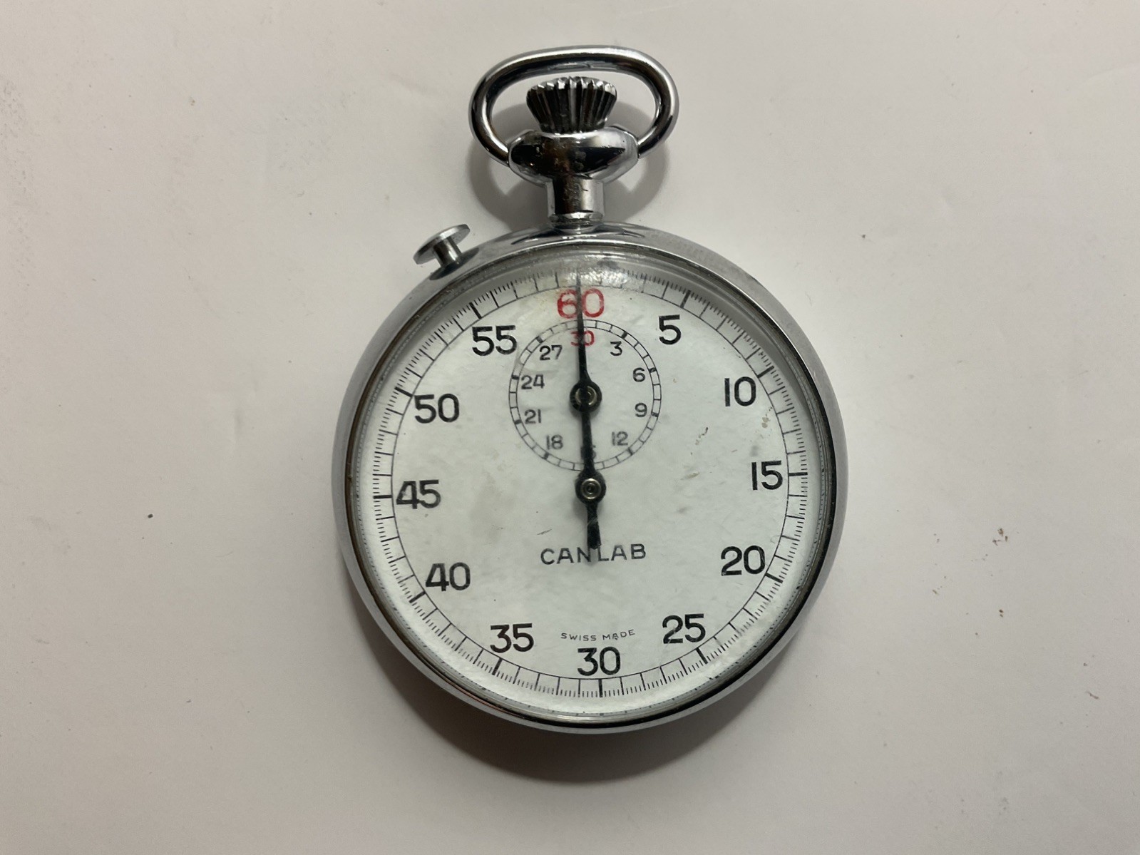 Vintage Canlab Swiss Made Mechanical Wind up Stopwatch Pocket timer not working