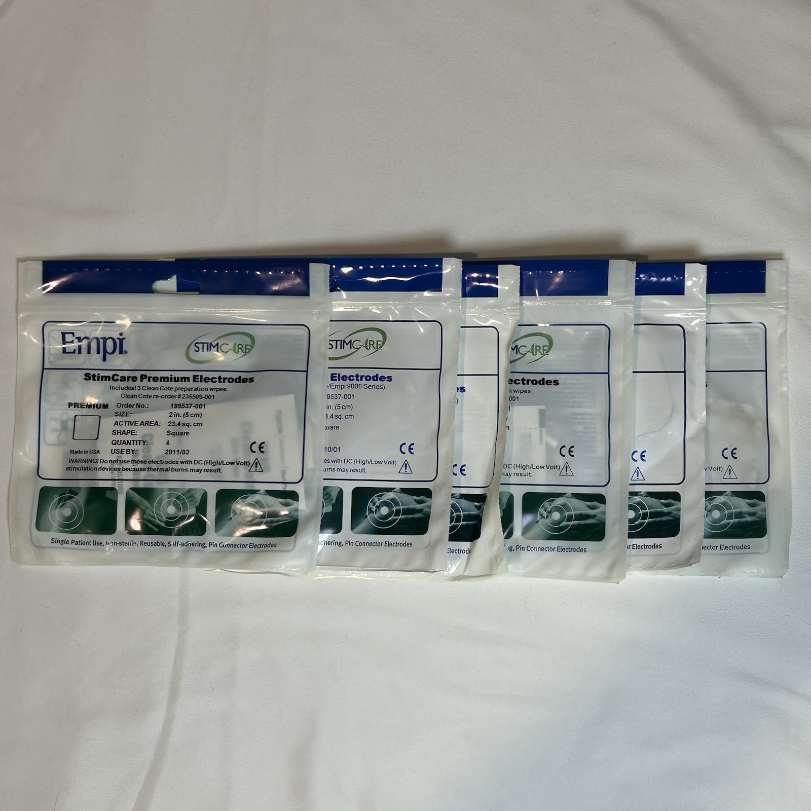 Lot Of 6 Empi Stimcare Premium 2” Square Electrodes 4 Pack 199537-001 New Exp