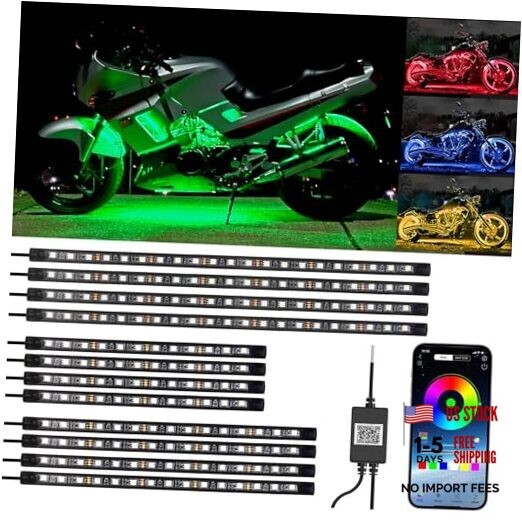 12PCS Motorcycle Underglow Kit, Motorcycle Lights Underglow Kit with APP