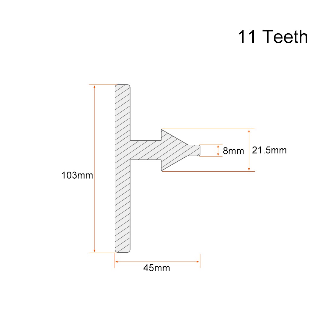 Chuck Key - 8mm Pilot 11 Teeth for 3mm-16mm Drill Chuck Silver