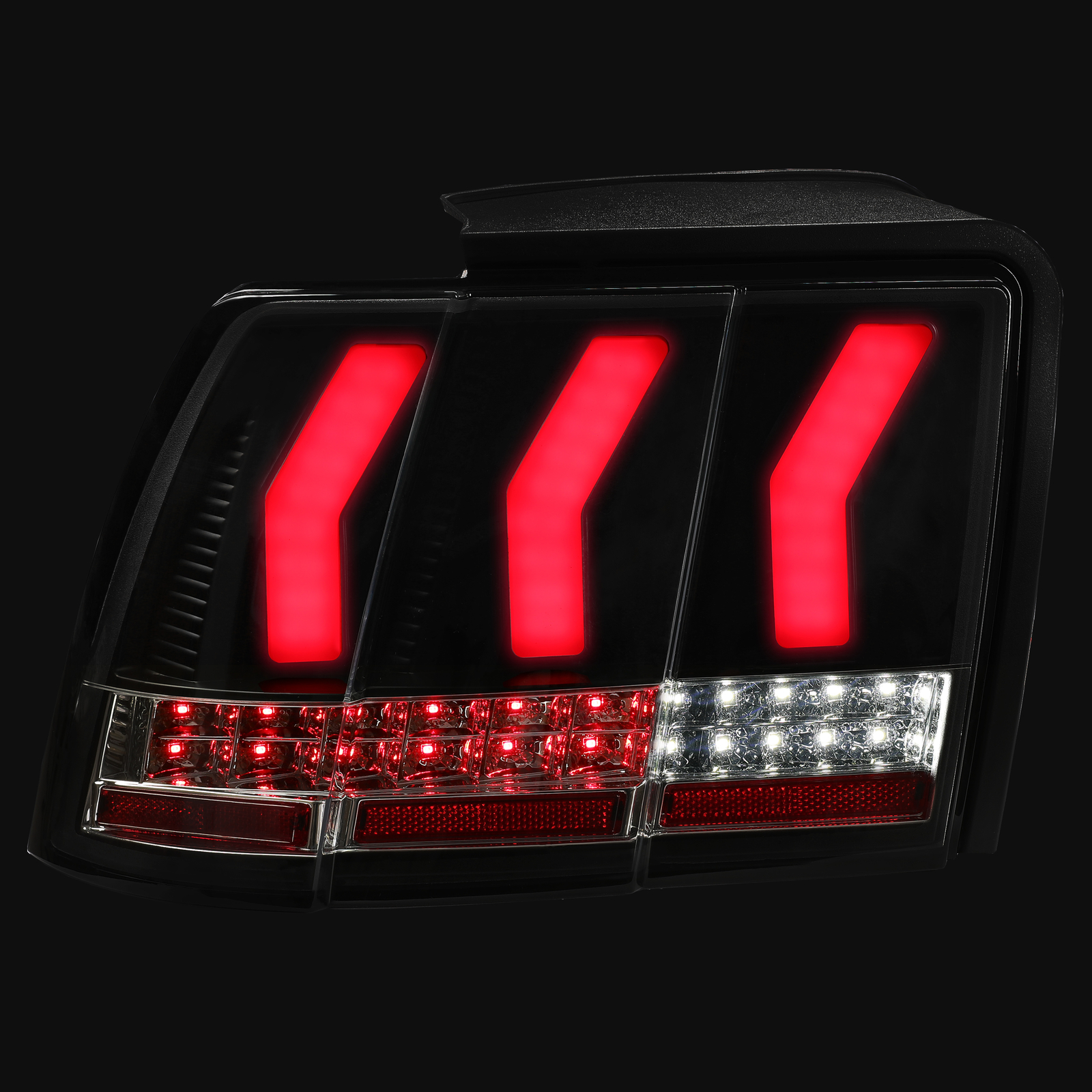 For 1999-2004 Ford Mustang Sequential Signal LED Tail Lights w/ Red Tube Black