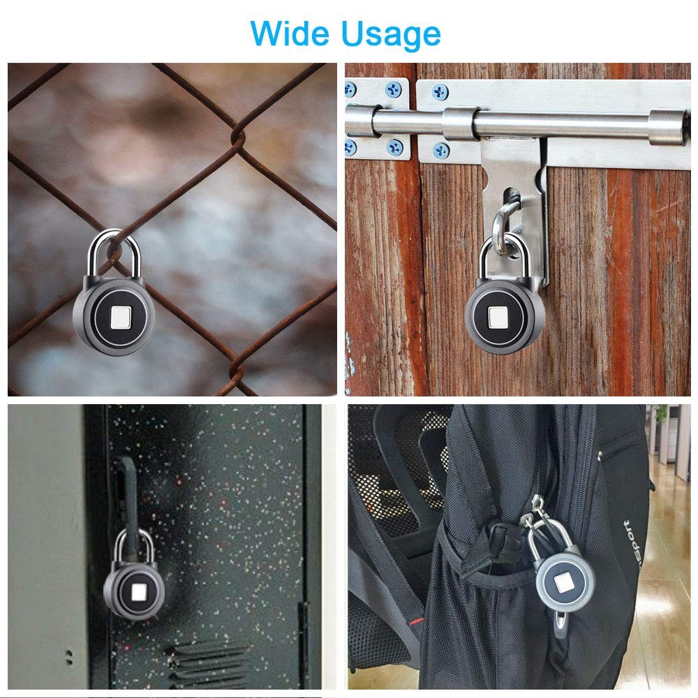 MEGAFEIS Smart Fingerprint Padlock Bluetooth Lock Mobile APP Keyless 80 Char Max
