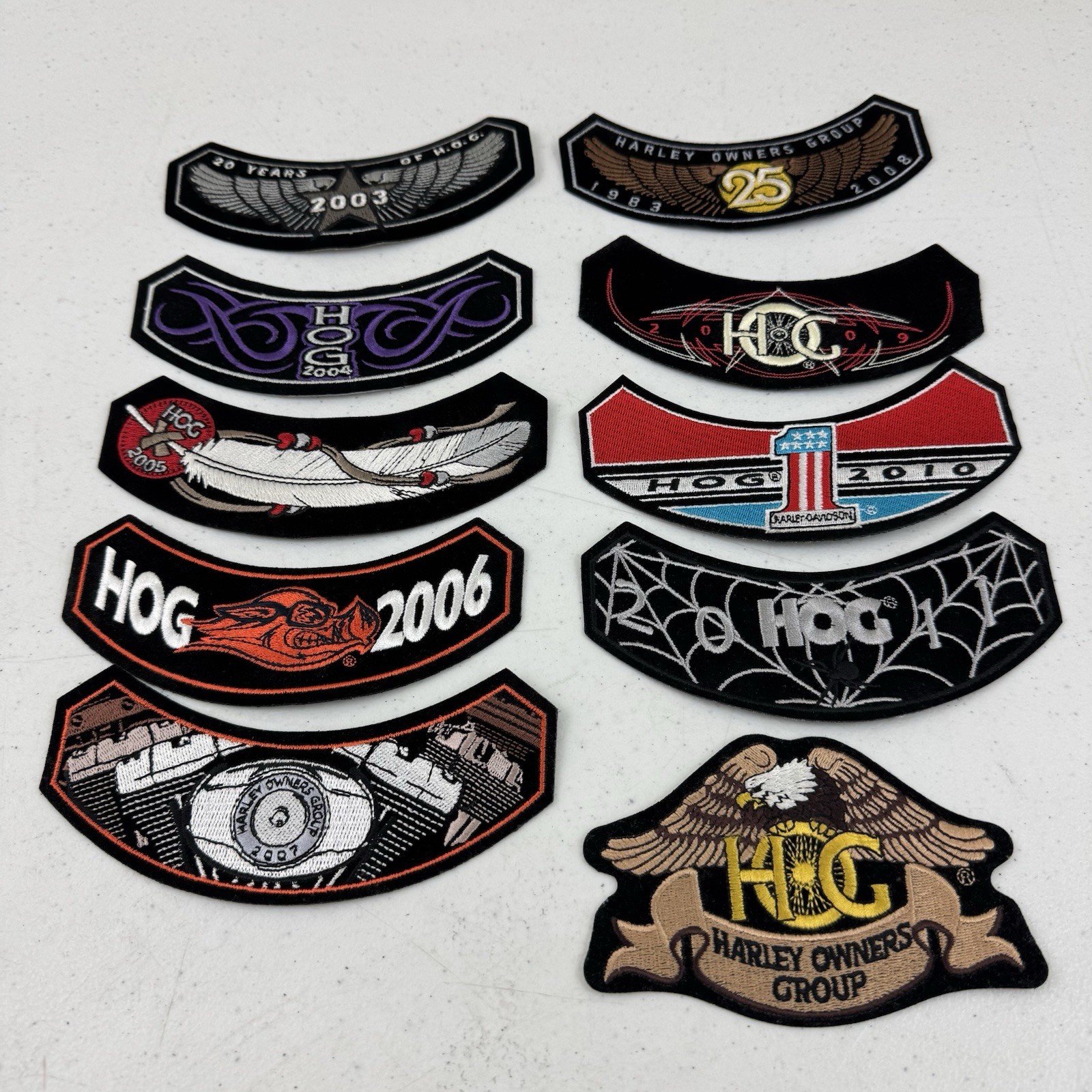 Harley Davidson HOG Harley Owners Group patches Lot Of 10 2003-2011 Unused
