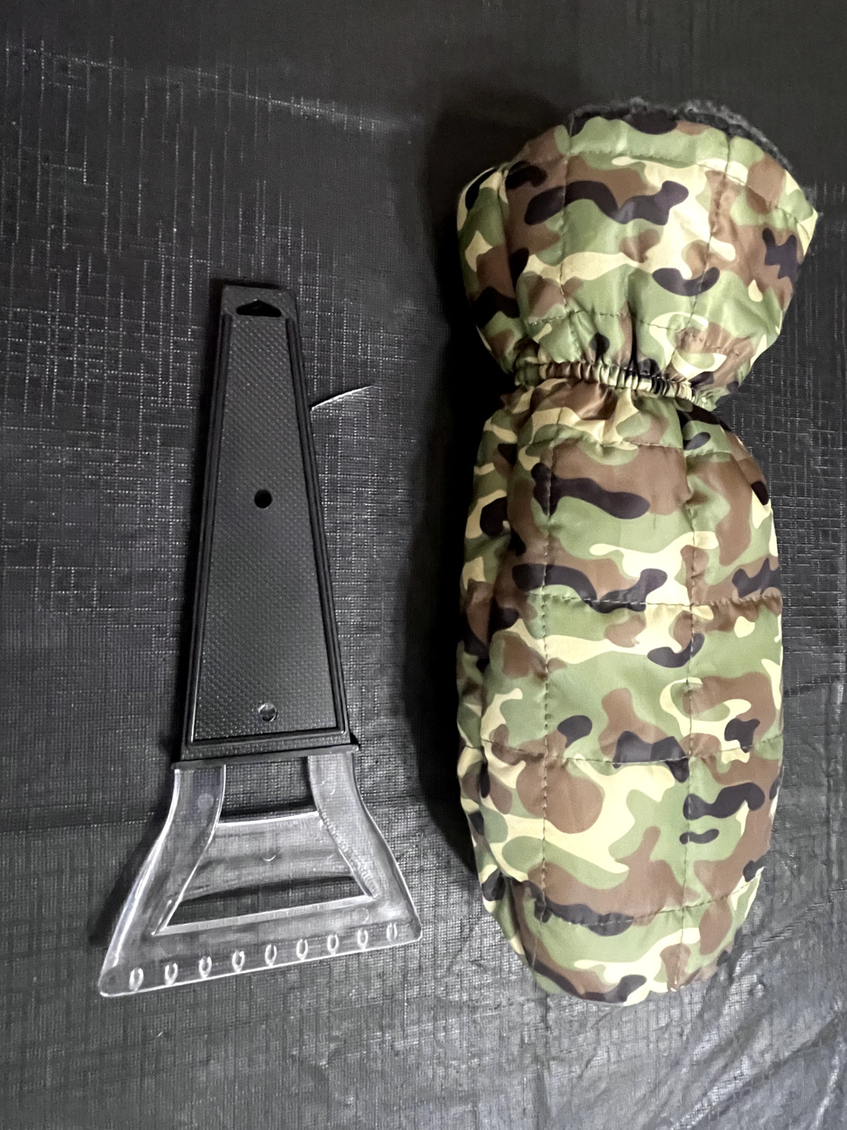 Winter Window/Windshield Ice Scraper With Detachable Camoflauge Muff